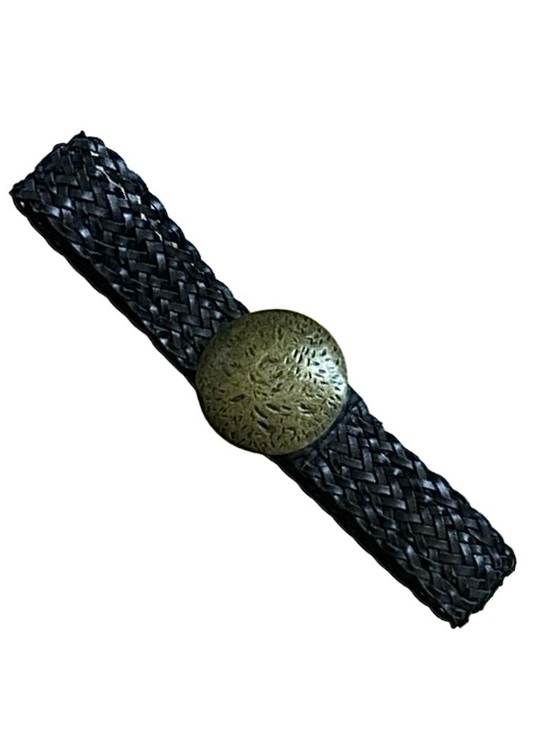 Accessories - Vintage Y2K Concho Belt Woven Braided Black w/Antique Brass Buckle Boho Chico